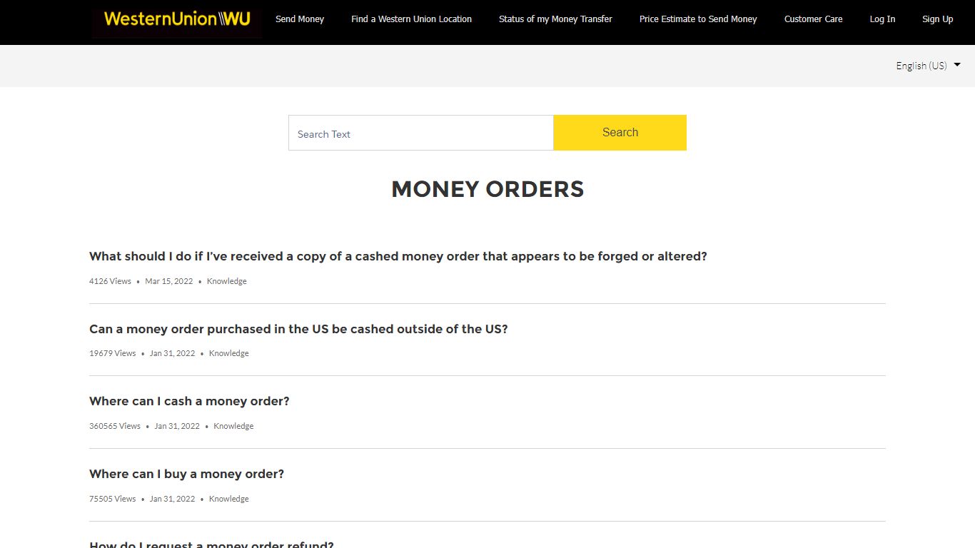Money Orders - Western Union