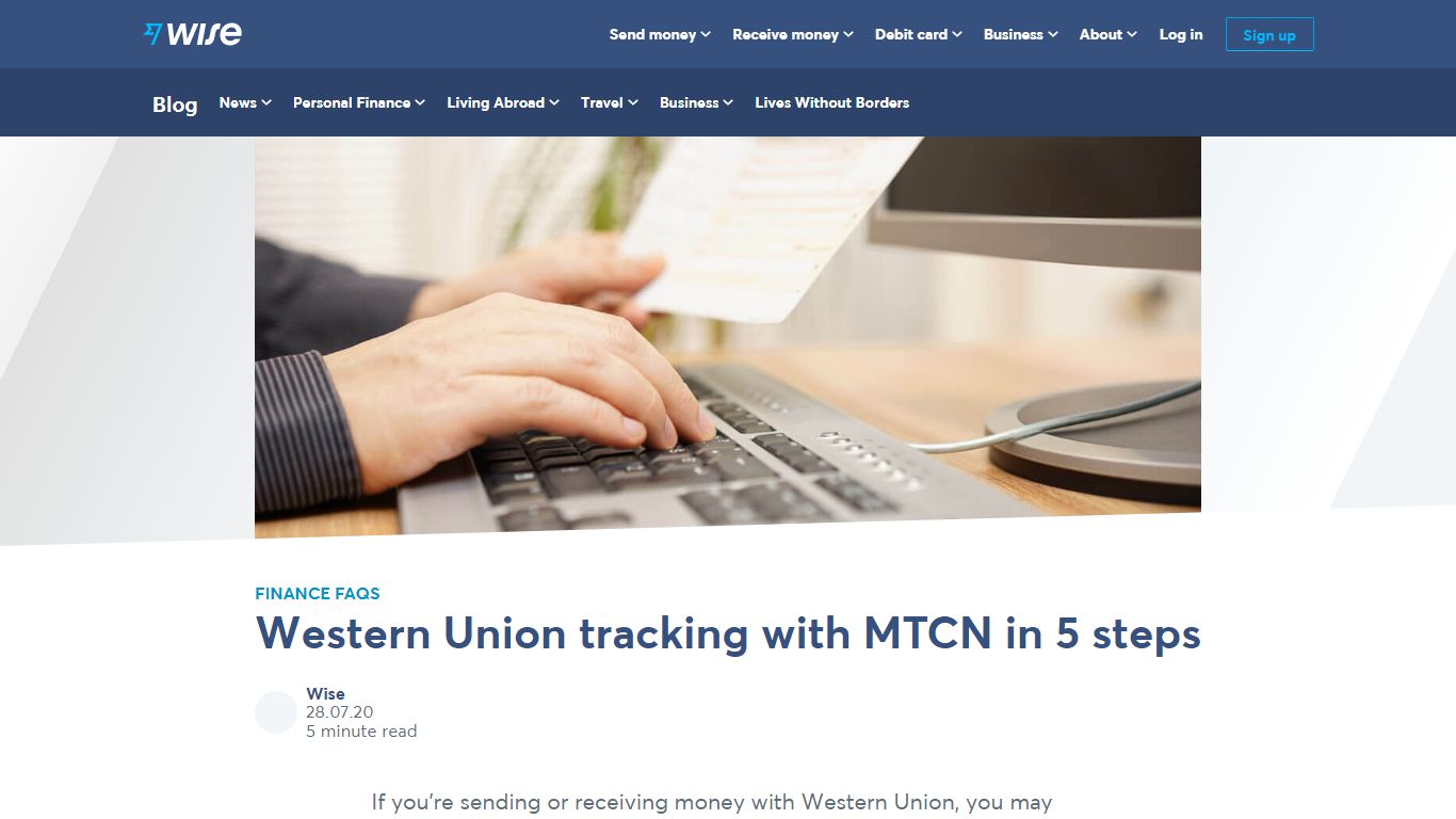 Western Union money order tracking with MTCN in 5 steps - Wise